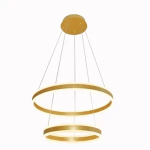 Querolustre Pendente Dcd03002 2 Aneis 126w 3000k Dourado