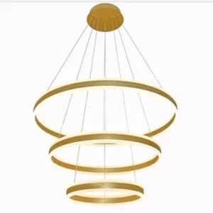 Querolustre Pendente Dcd03004 3 Aneis 226w 3000k Dourado