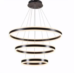 Querolustre Pendente Dcd03019 3 Aneis 226w 3000k Preto