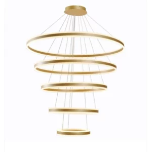 Querolustre Pendente Dcd03021 5 Aneis 500w 3000k Dourado