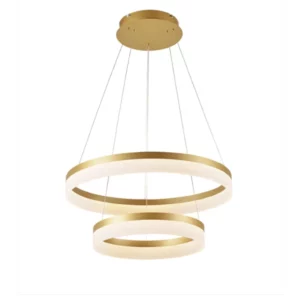 Querolustre Pendente Dcd03007 2 Aneis 63w 3000k Dourado