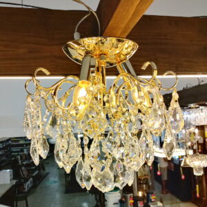 Plafon Tupiara Malipiero C/cristais 3 Lamp 5203pl Dr Dourado