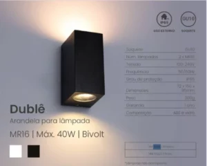 Opus Arandela Sob Duble Lamp Gu10 Branco 81218