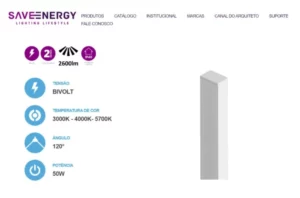 Save Perfil Led Sob 50w 4000k 2m Br C/fonte Se-255.2119