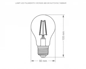 Lampada Filamento Vintage Taschibra 4w Autovolt A60 - Imagem 3