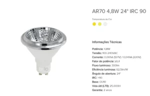 Lampada Led Ar70 Brilia 4.8w 3000k Autovolt 308749