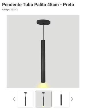 Trybo Pendente Tubo Palito 1lamp Gu10 Preto 2528-3 - Image 2