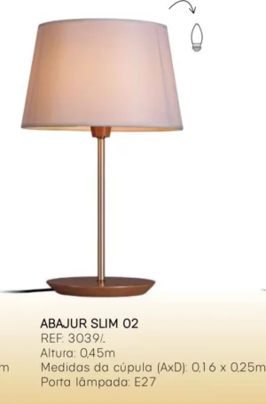 Madelustre Abajour Slim Castanho Cup Linho Cru 3039ct