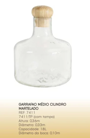 Madelustre Abajour Garrafao Med Cil Martelado C/tamp 7411/tp