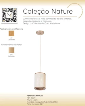 Madelustre Pendente Apollo 15cm 1lamp E27 3329