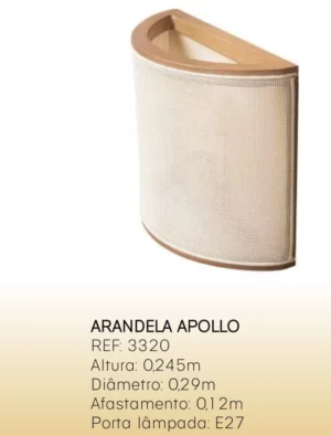Madelustre Arandela Apollo 29cm 1lamp E27 3320