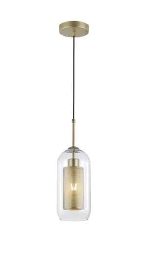 Pendente Blumenau Bronx Vidro Cil 1lamp E27 Dourado 89081130