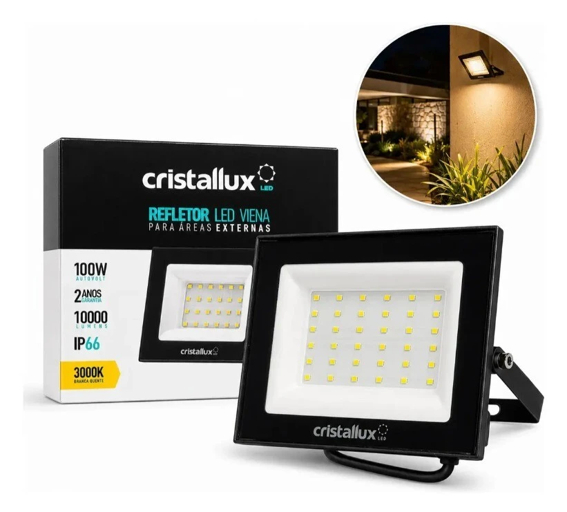 Refletor Cristallux Garden Viena 100w 3000k Preto 209948